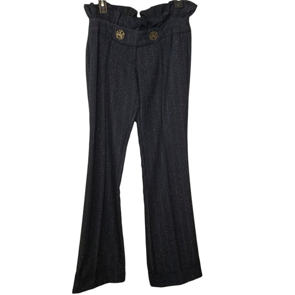 Voom by Joy Han Womens Black High Waisted Paper Bag‎ Sparkle Pants Size M NEW